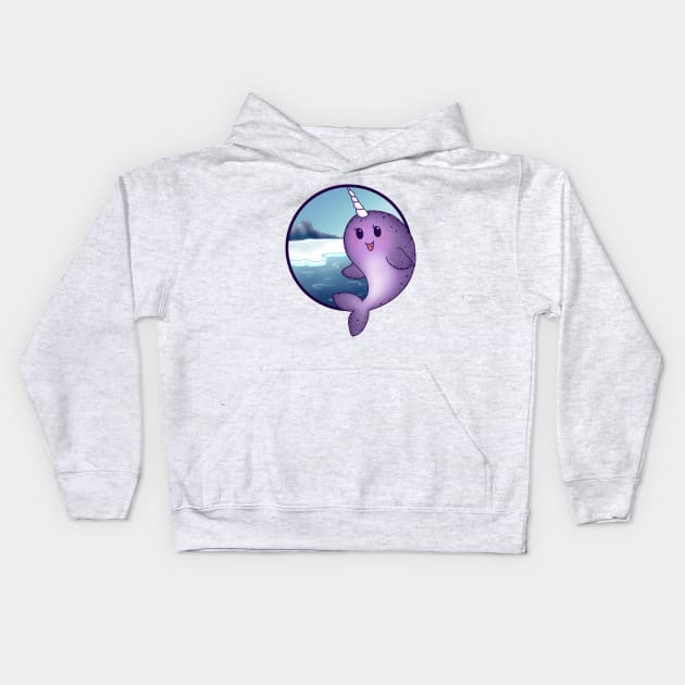 Purple Narwhal Kids Hoodie by Redheadkls